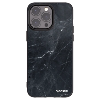 Picasee silikónový čierny obal pre Apple iPhone 15 Pro Max - Black marble