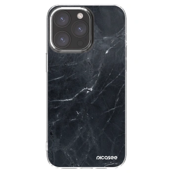 Picasee silikónový prehľadný obal pre Apple iPhone 15 Pro Max - Black marble