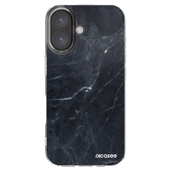 Picasee silikónový prehľadný obal pre Apple iPhone 16 - Black marble