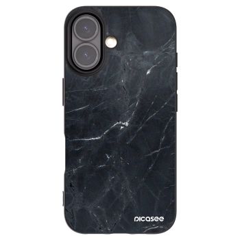 Picasee silikónový čierny obal pre Apple iPhone 16 - Black marble