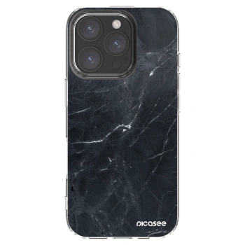 Picasee silikónový prehľadný obal pre Apple iPhone 16 Pro - Black marble