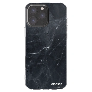 Picasee silikónový prehľadný obal pre Apple iPhone 16 Pro Max - Black marble