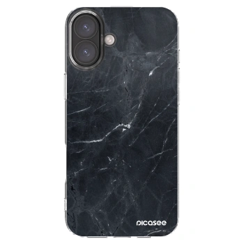 Picasee silikónový prehľadný obal pre Apple iPhone 16 Plus - Black marble
