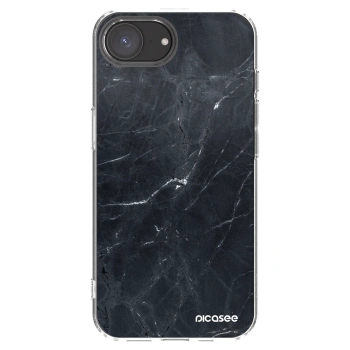 Picasee silikónový prehľadný obal pre Apple iPhone 16e - Black marble