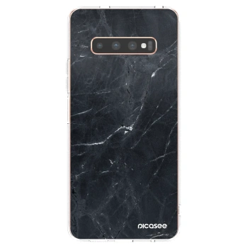 Picasee silikónový prehľadný obal pre Samsung Galaxy S10 Plus G975 - Black marble