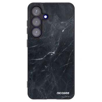 Picasee silikónový čierny obal pre Samsung Galaxy S25 5G - Black marble