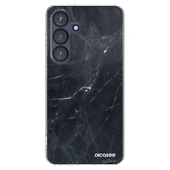 Picasee silikónový prehľadný obal pre Samsung Galaxy S25 5G - Black marble