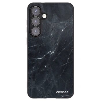 Picasee silikónový čierny obal pre Samsung Galaxy S25+ 5G - Black marble