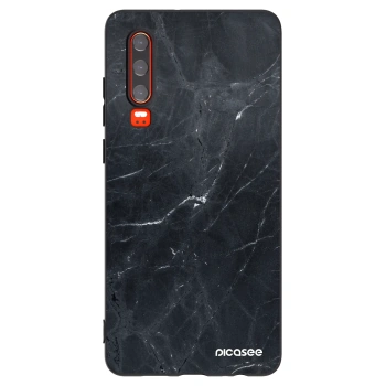 Picasee silikónový čierny obal pre Huawei P30 - Black marble
