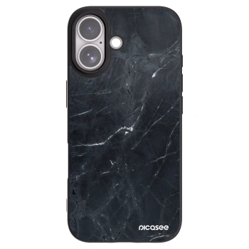 Picasee silikónový čierny obal pre Apple iPhone 17 - Black marble
