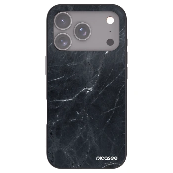 Picasee silikónový čierny obal pre Apple iPhone 17 Pro - Black marble