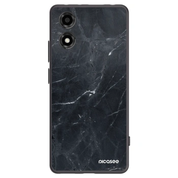 Picasee silikónový čierny obal pre Motorola Moto E14 - Black marble