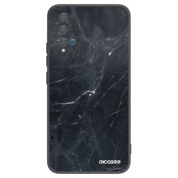 Picasee silikónový čierny obal pre Huawei Nova 5T - Black marble