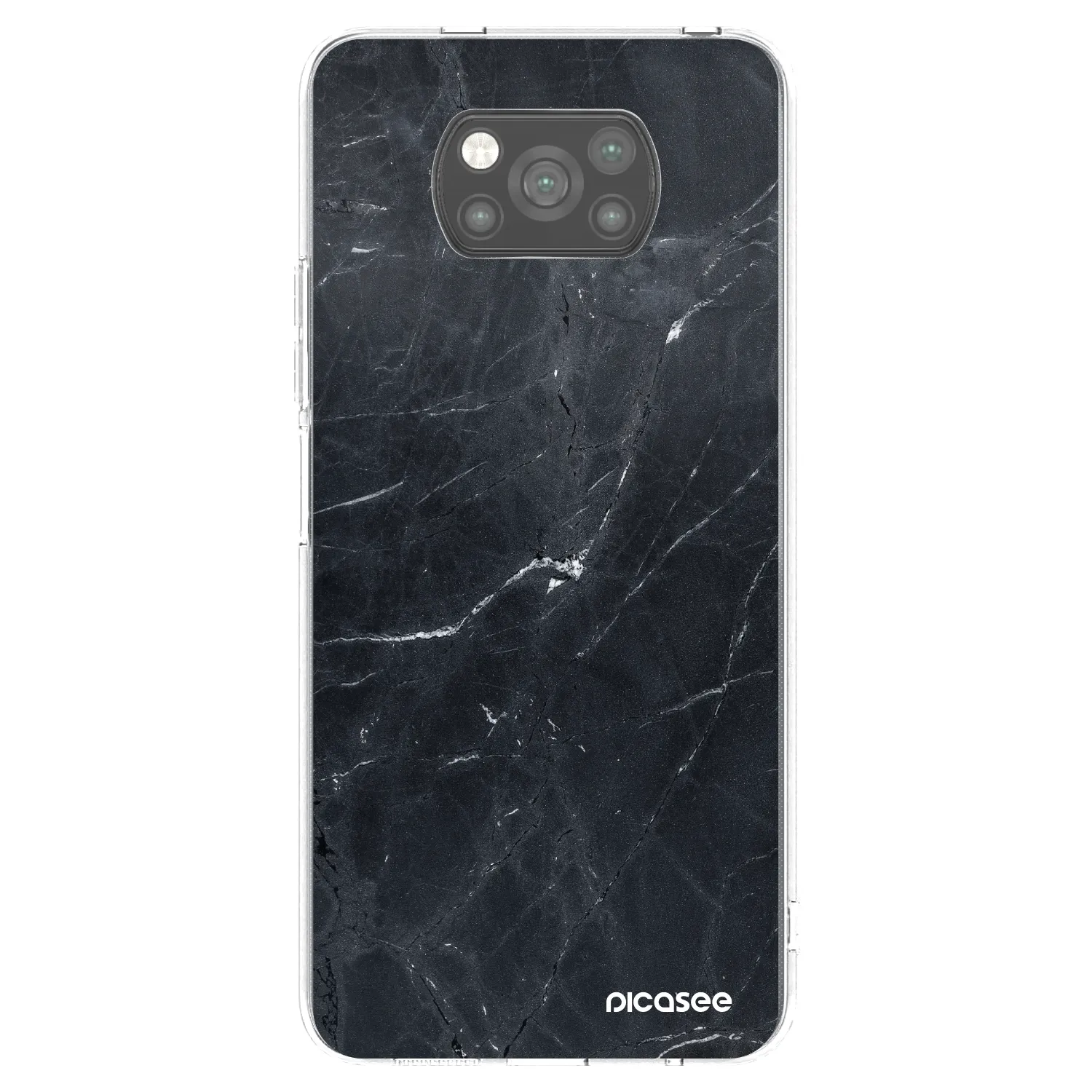 Picasee silikónový čierny obal pre Xiaomi Poco X3 - Black marble