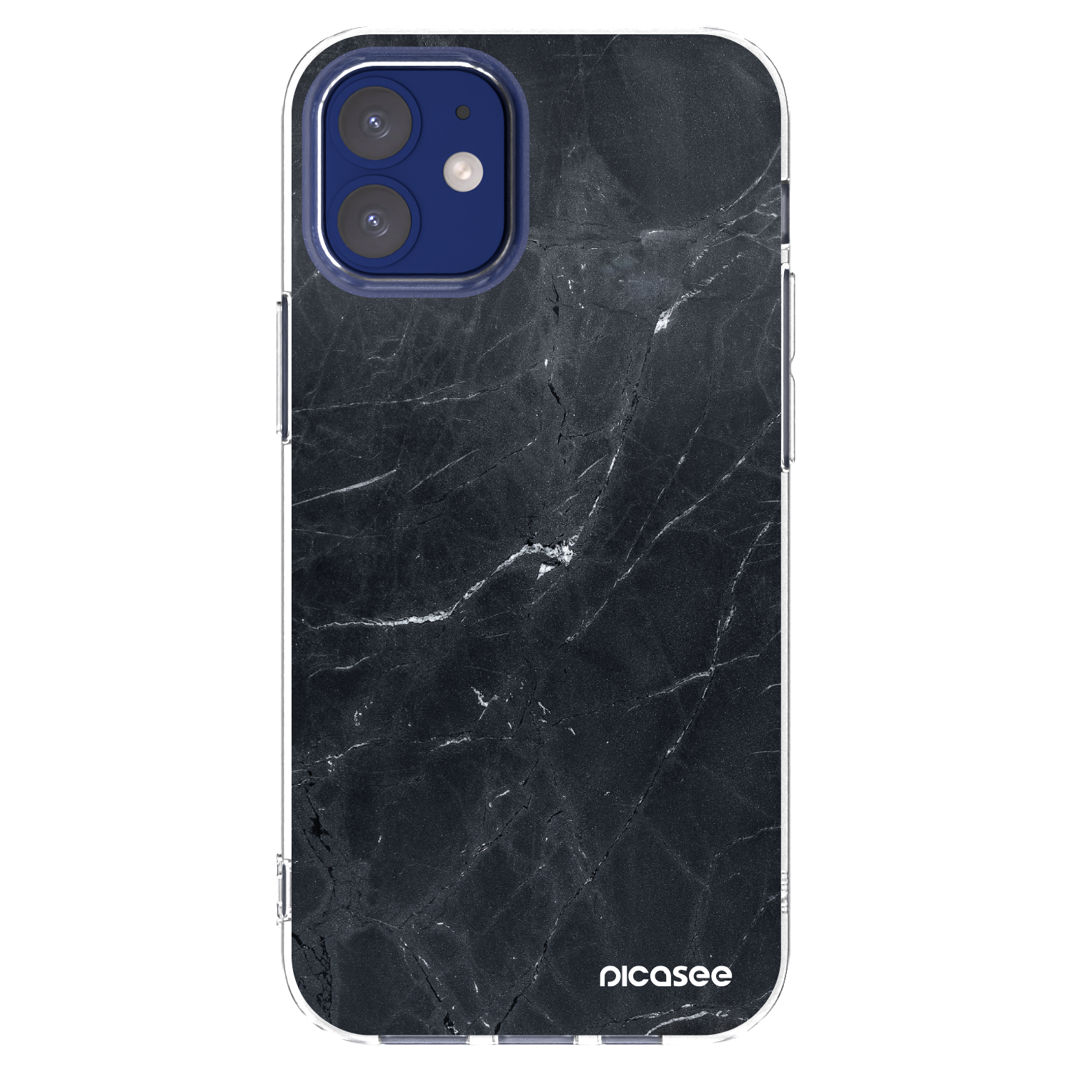 Picasee silikónový prehľadný obal pre Apple iPhone 12 mini - Black marble