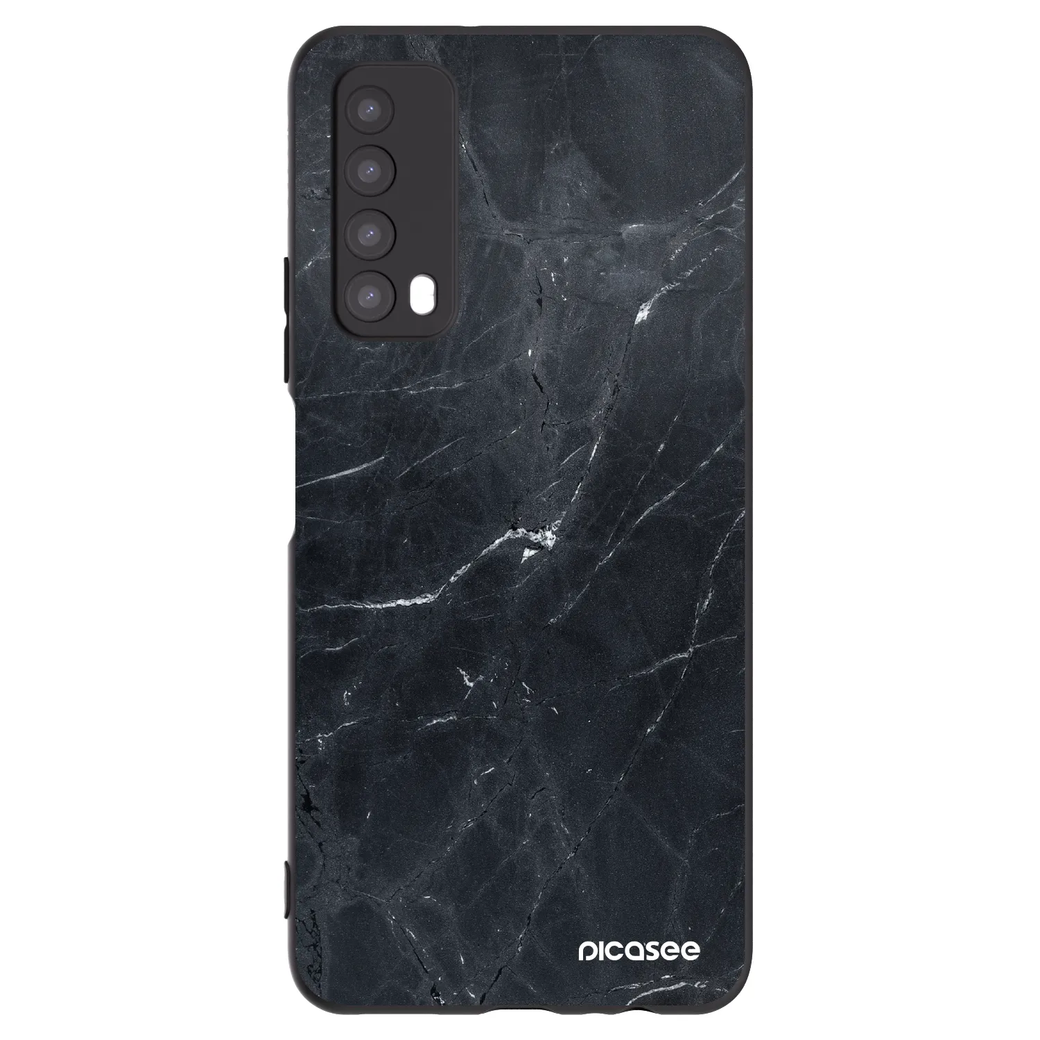 Silikónový čierny obal pre Huawei P Smart 2021 - Black marble