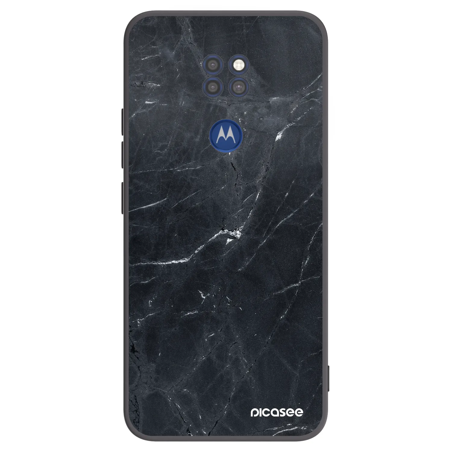 Picasee silikónový čierny obal pre Motorola Moto G9 Play - Black marble