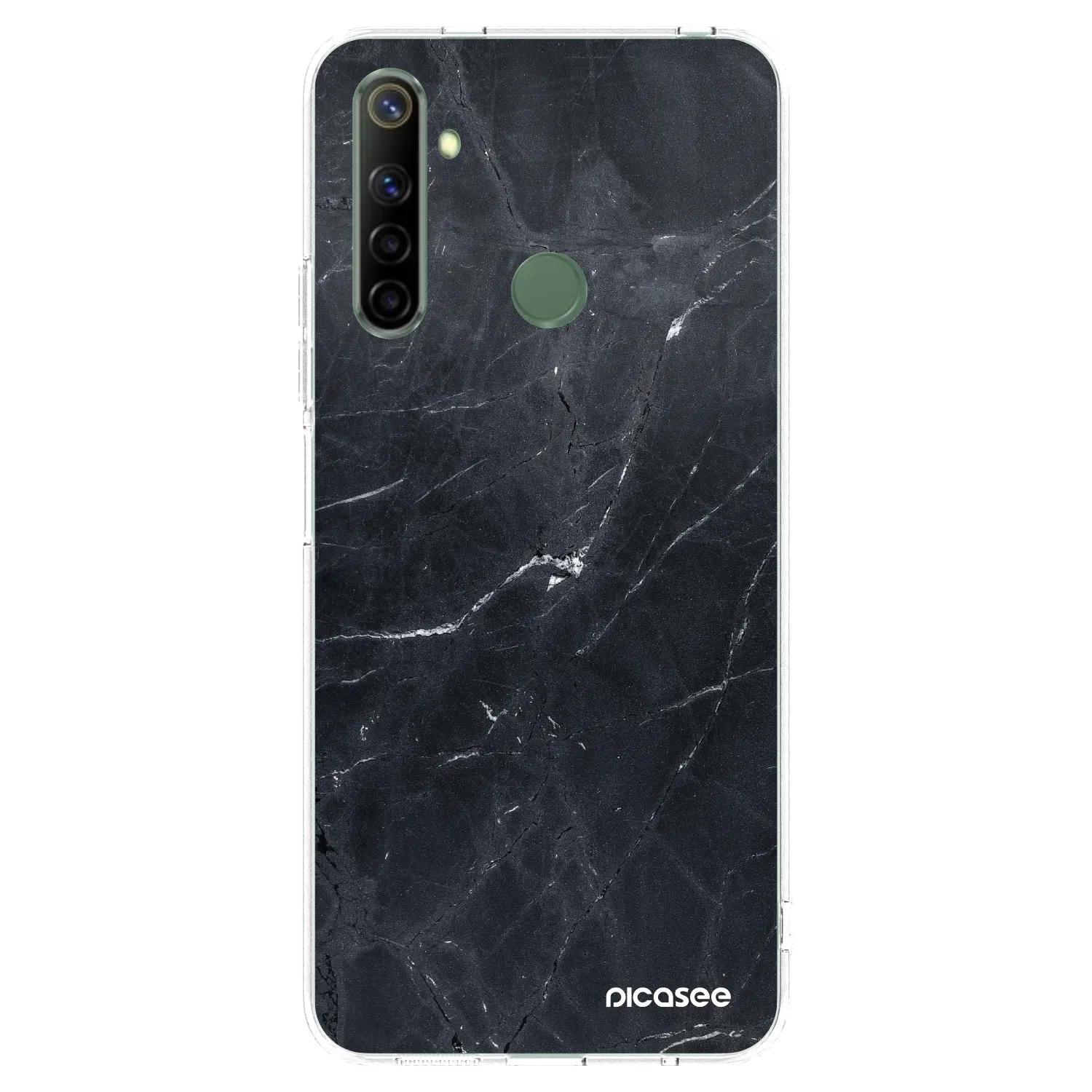 Picasee silikónový prehľadný obal pre Realme 6i - Black marble
