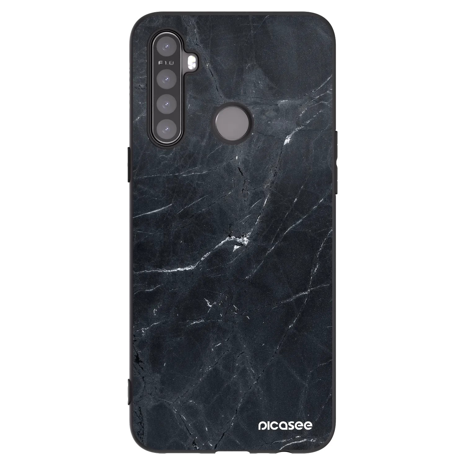 Picasee silikónový čierny obal pre Realme 6i - Black marble