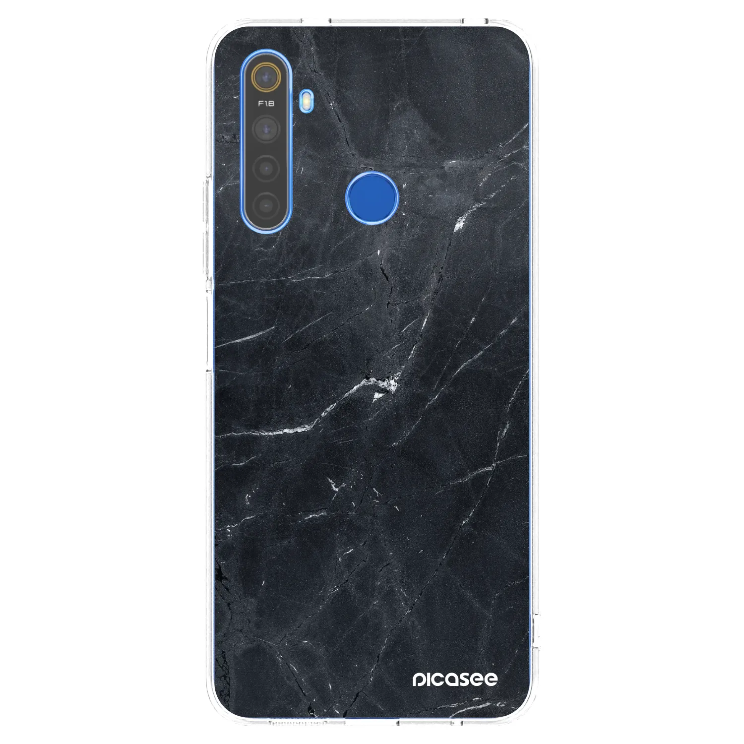 Picasee silikónový prehľadný obal pre Realme 5 - Black marble