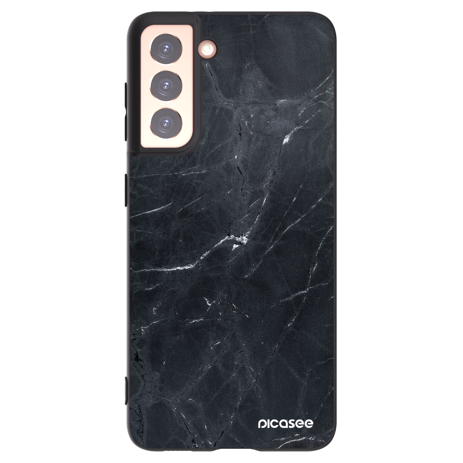 Silikónový čierny obal pre Samsung Galaxy S21 5G G991B - Black marble