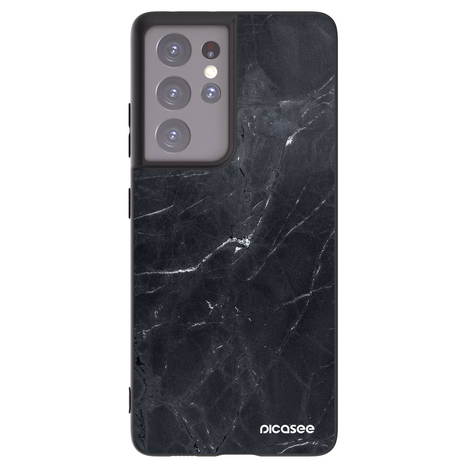 Picasee silikónový čierny obal pre Samsung Galaxy S21 Ultra 5G G998B - Black marble