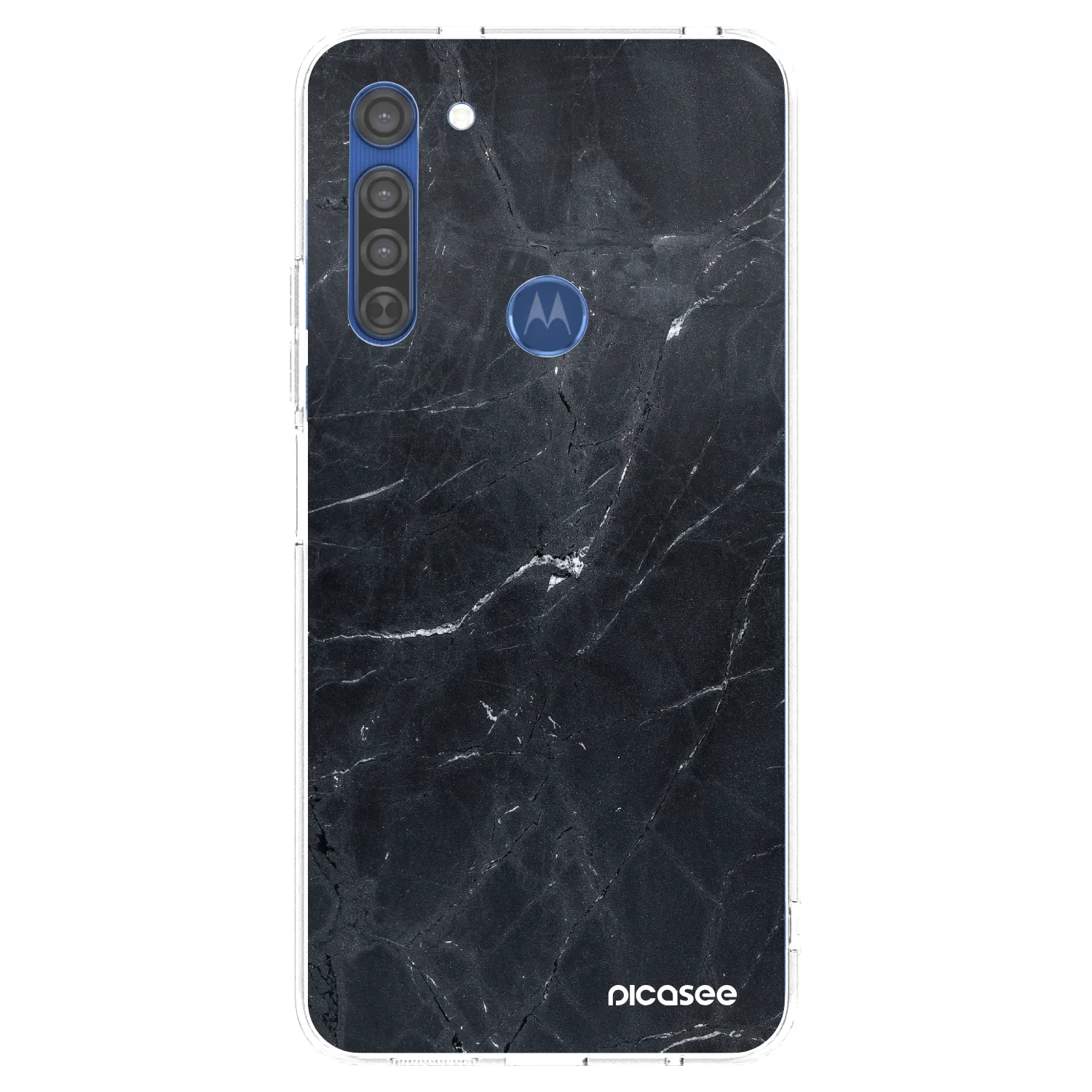 Picasee silikónový prehľadný obal pre Motorola Moto G8 - Black marble