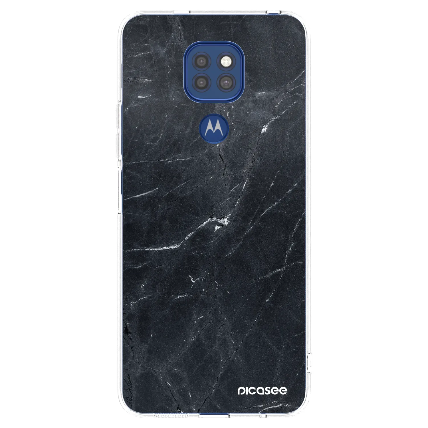 Silikónový prehľadný obal pre Motorola Moto G9 Play - Black marble