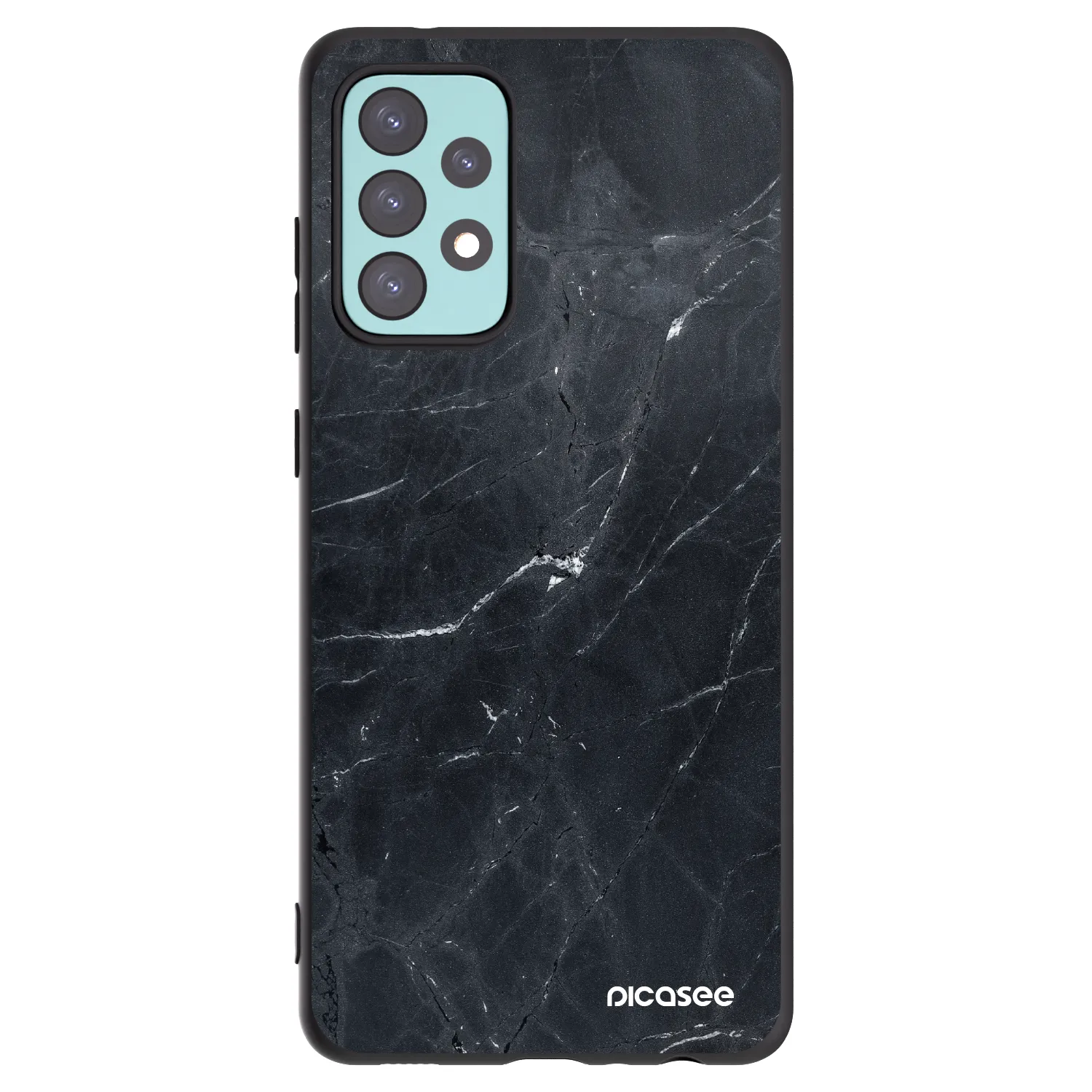 Picasee silikónový čierny obal pre Samsung Galaxy A72 A725F - Black marble
