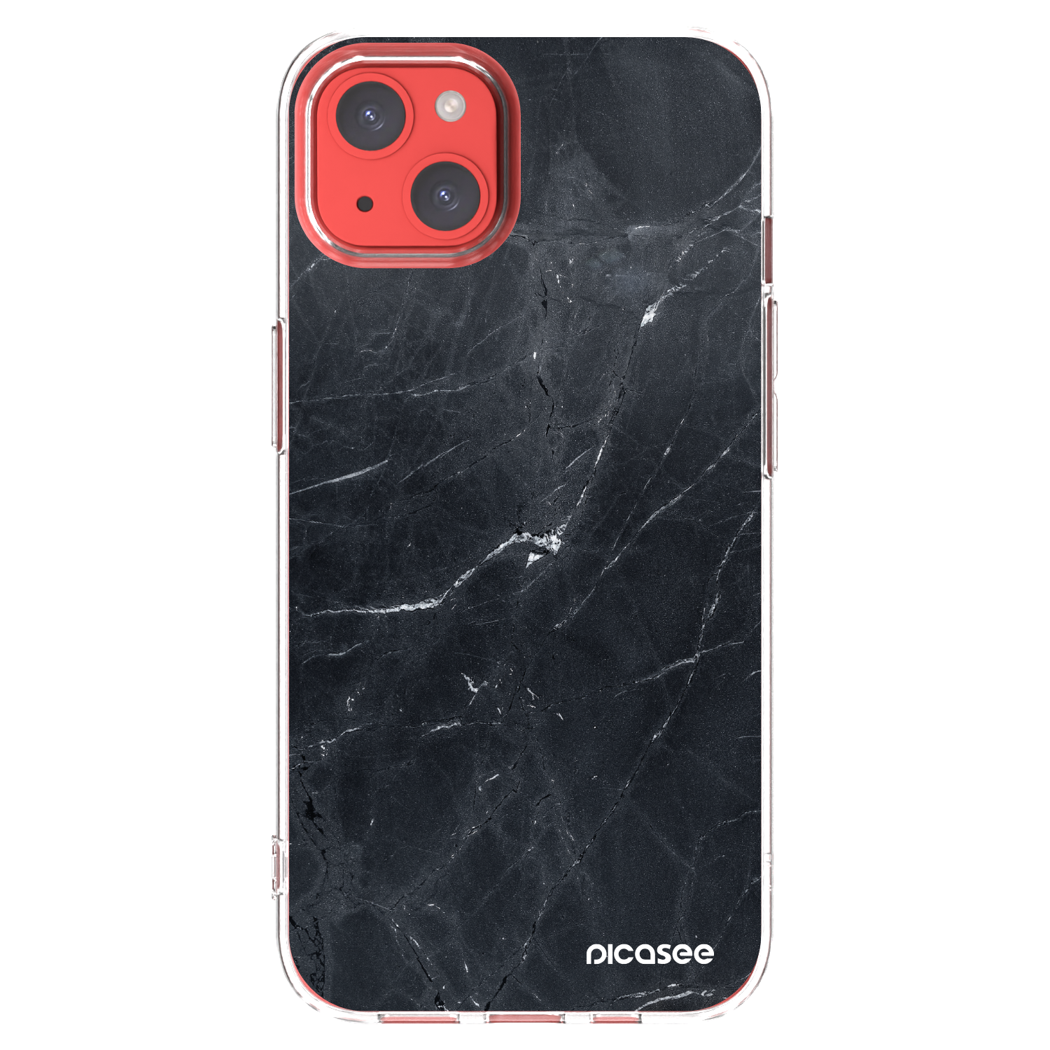 Picasee silikónový prehľadný obal pre Apple iPhone 13 - Black marble