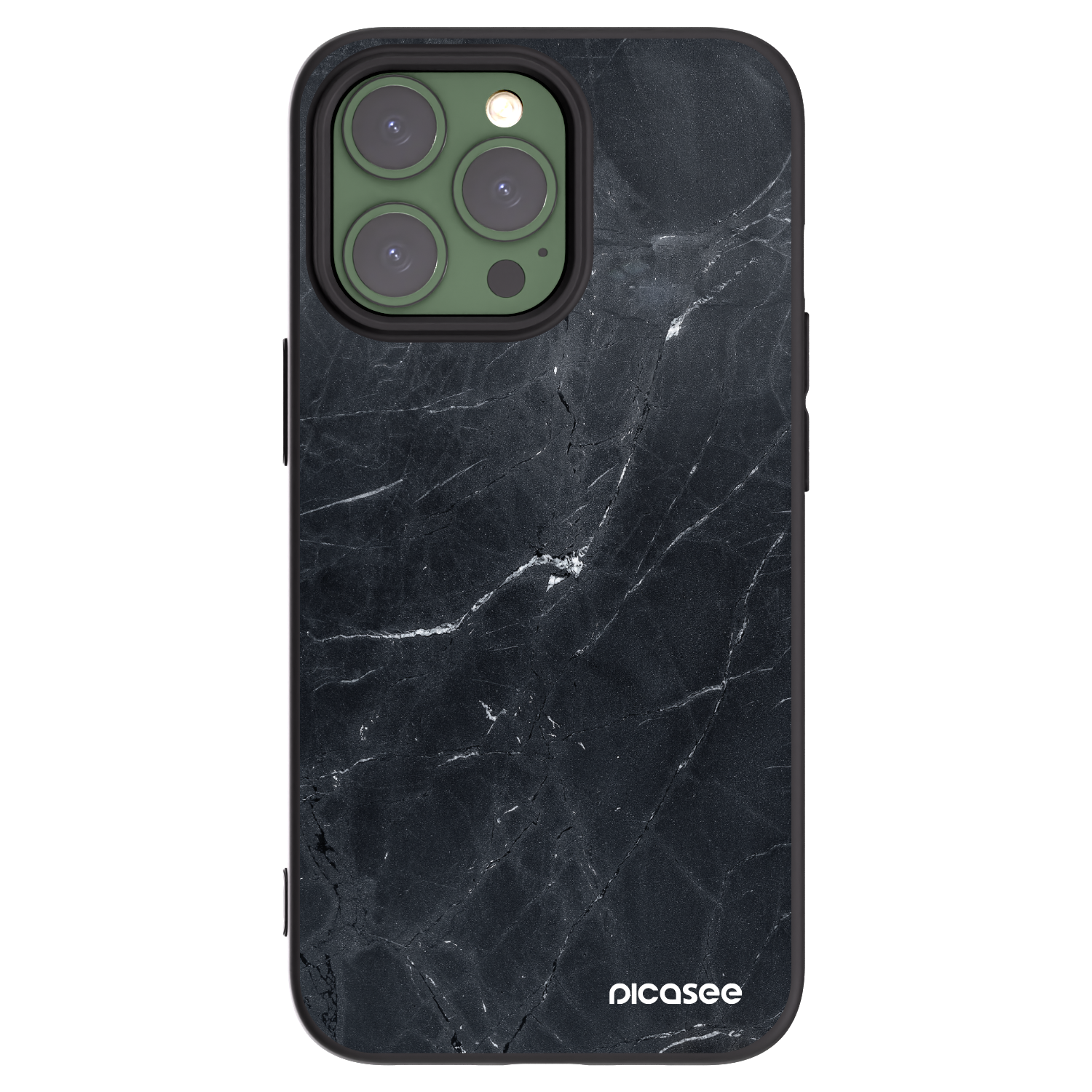 Silikónový čierny obal pre Apple iPhone 13 Pro - Black marble