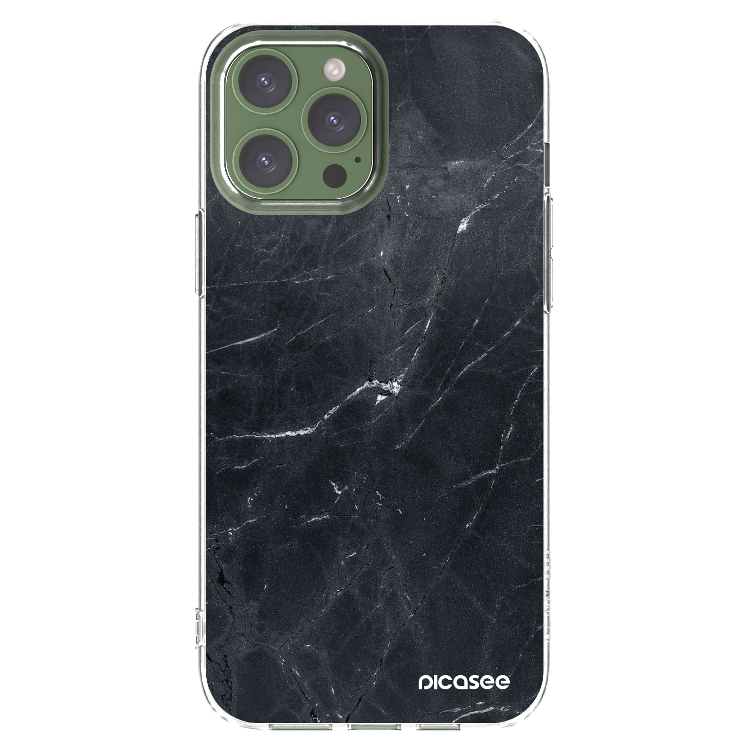 Silikónový prehľadný obal pre Apple iPhone 13 Pro Max - Black marble