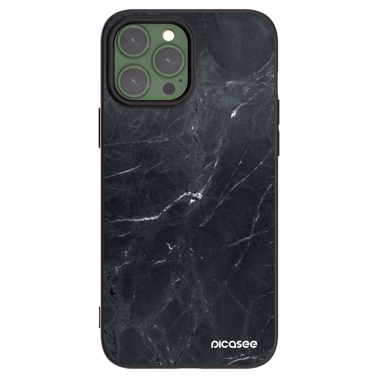 Silikónový čierny obal pre Apple iPhone 13 Pro Max - Black marble