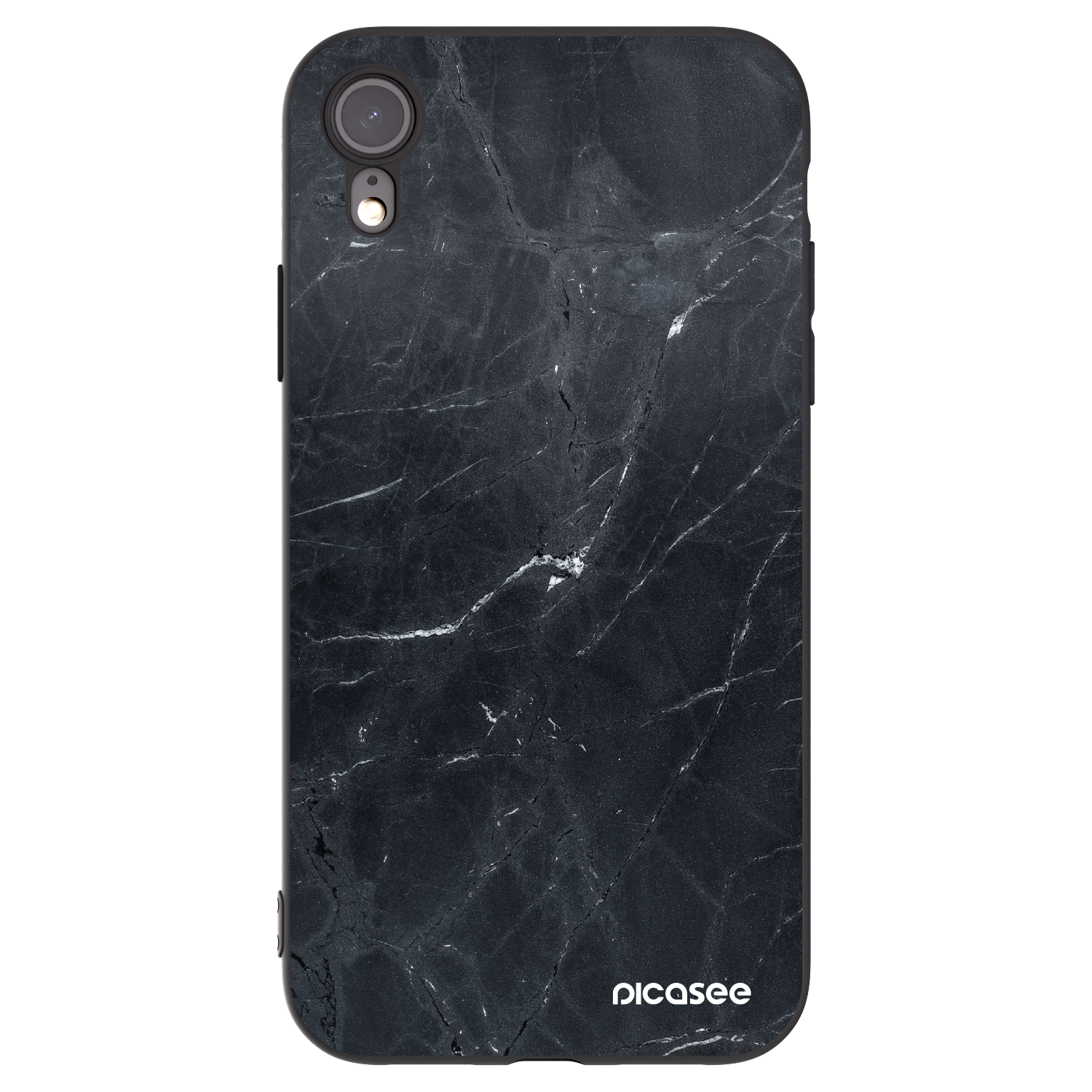 Picasee silikónový čierny obal pre Apple iPhone XR - Black marble