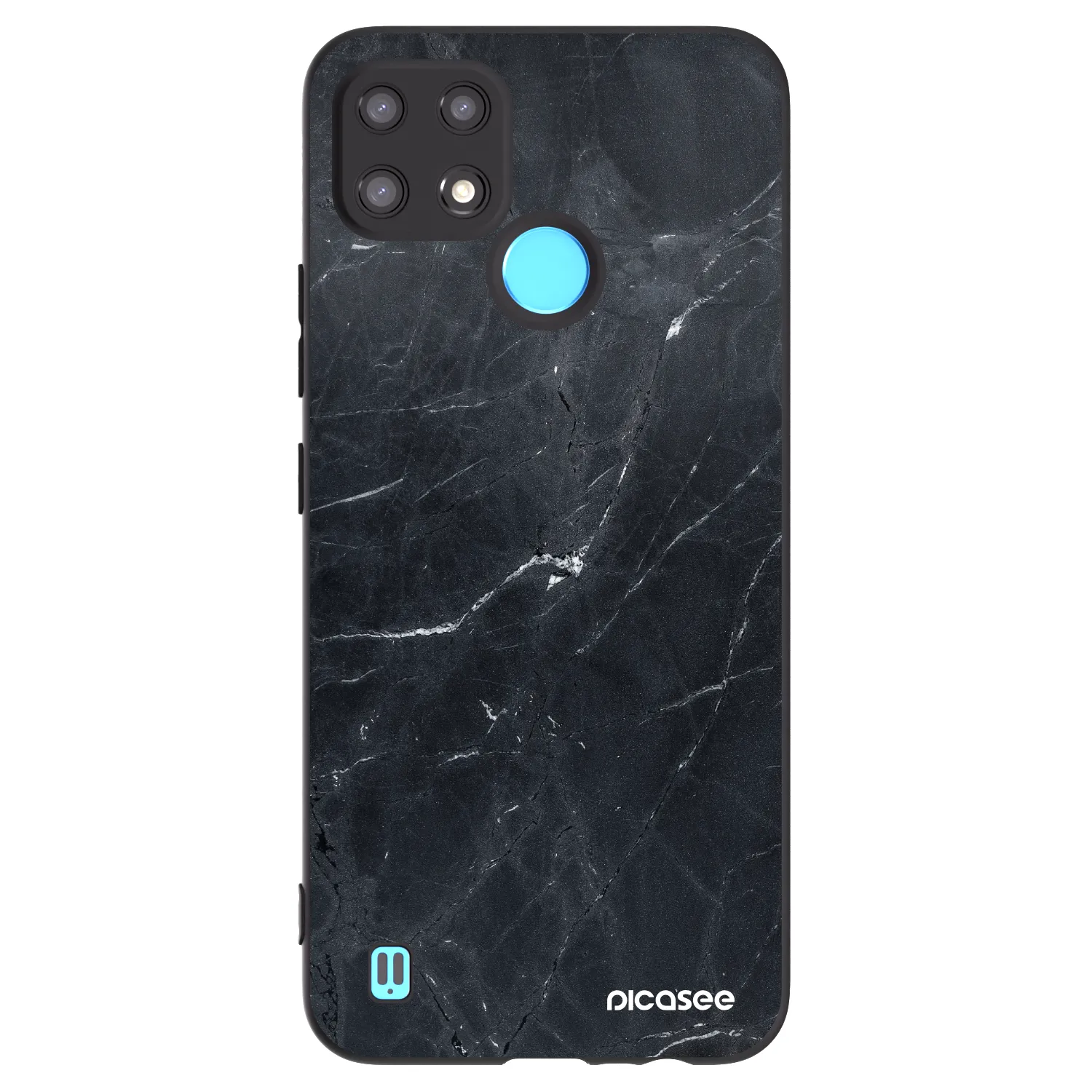 Picasee silikónový čierny obal pre Realme C21 - Black marble
