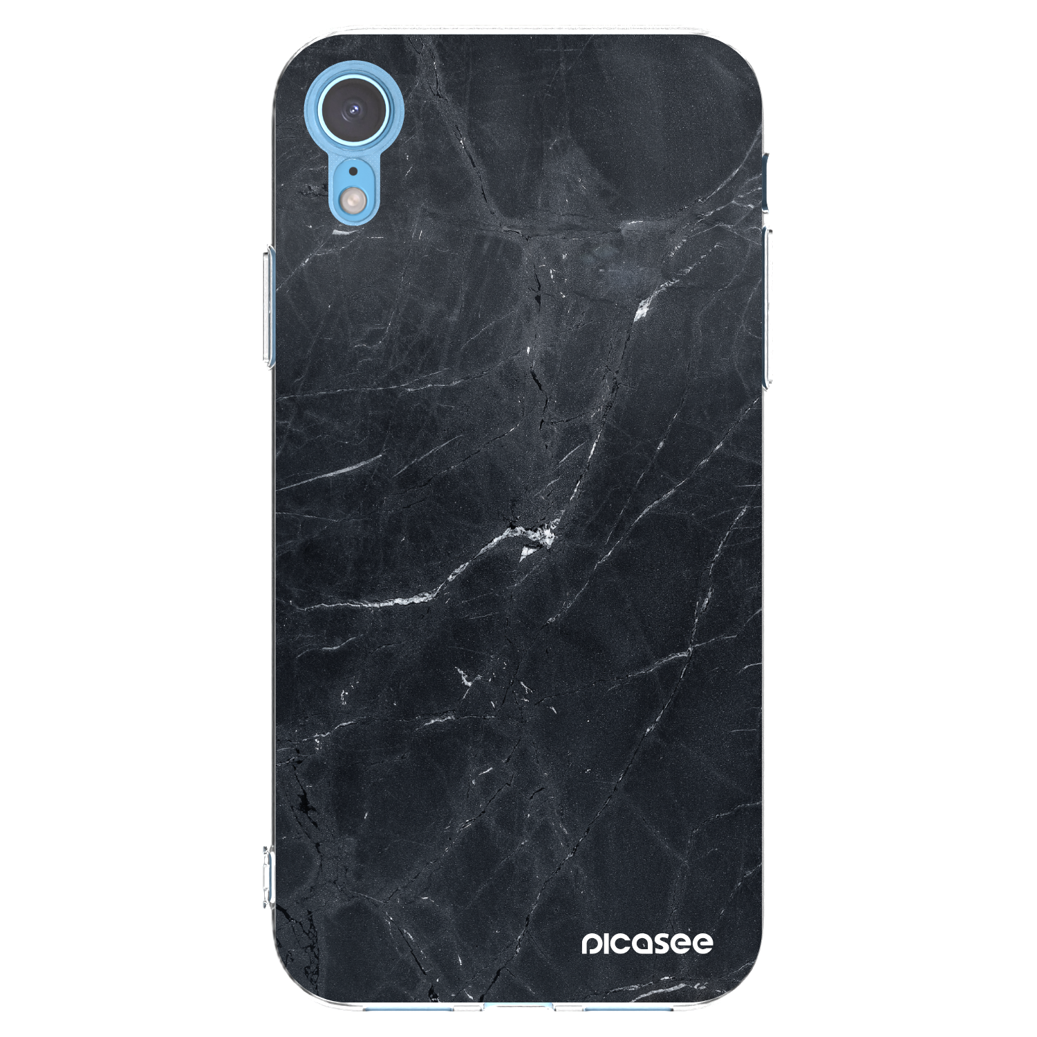 Picasee silikónový prehľadný obal pre Apple iPhone XR - Black marble