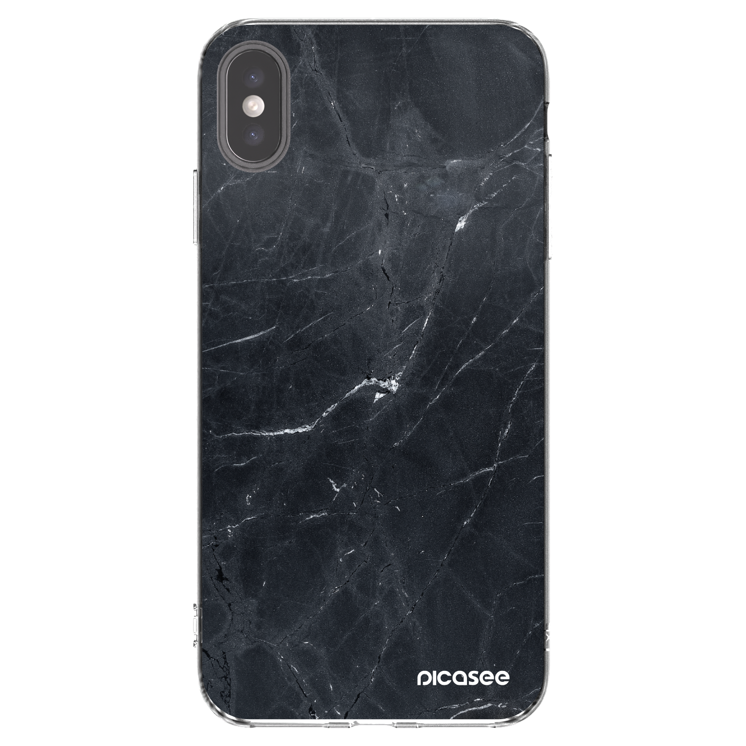 Silikónový prehľadný obal pre Apple iPhone XS Max - Black marble