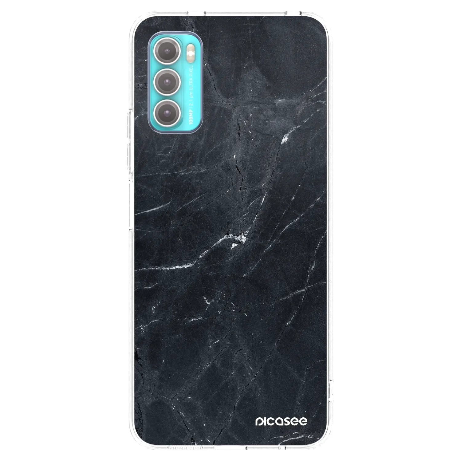 Picasee silikónový prehľadný obal pre Motorola Moto G60 - Black marble