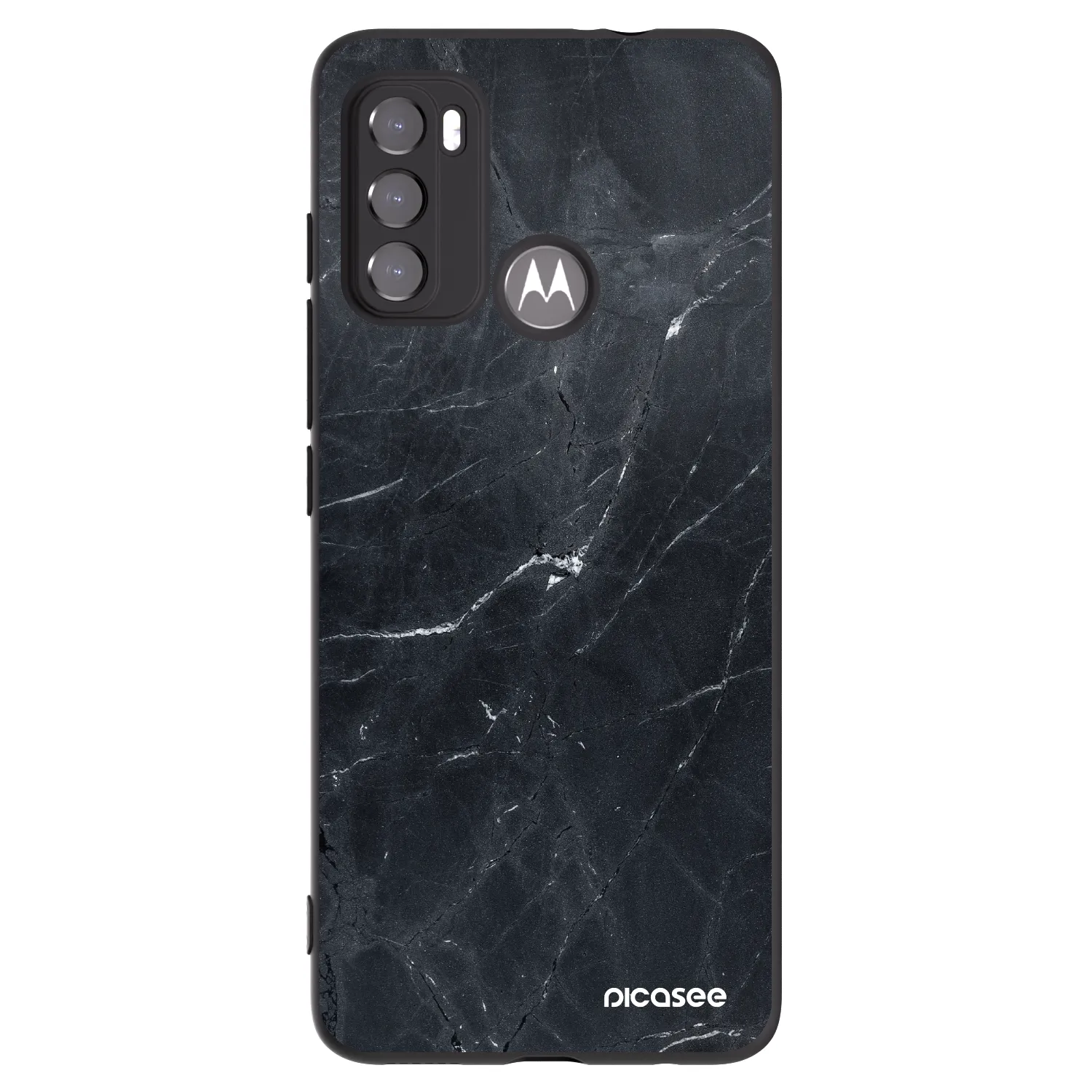 Picasee silikónový čierny obal pre Motorola Moto G60 - Black marble