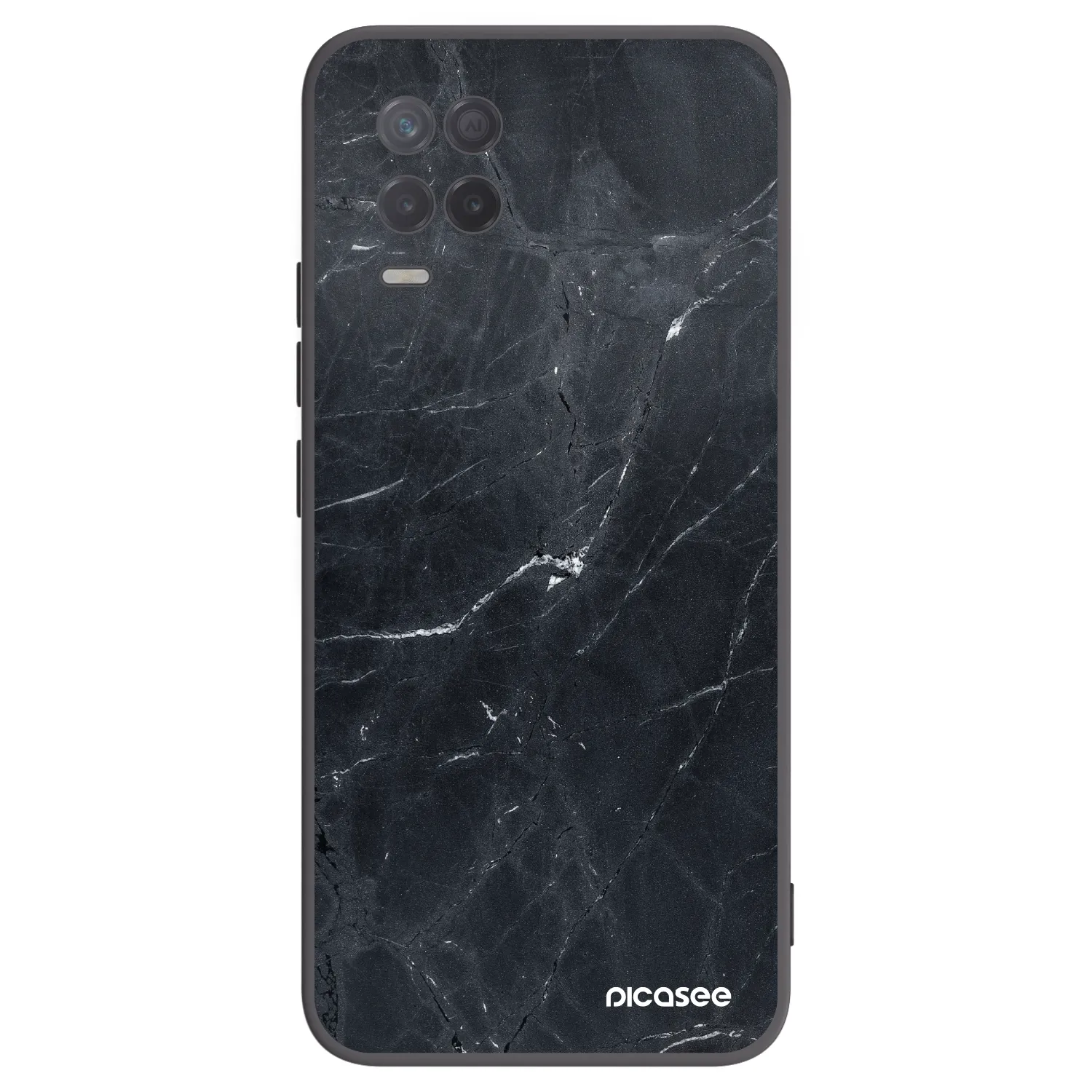 Picasee silikónový čierny obal pre Realme 8 5G - Black marble