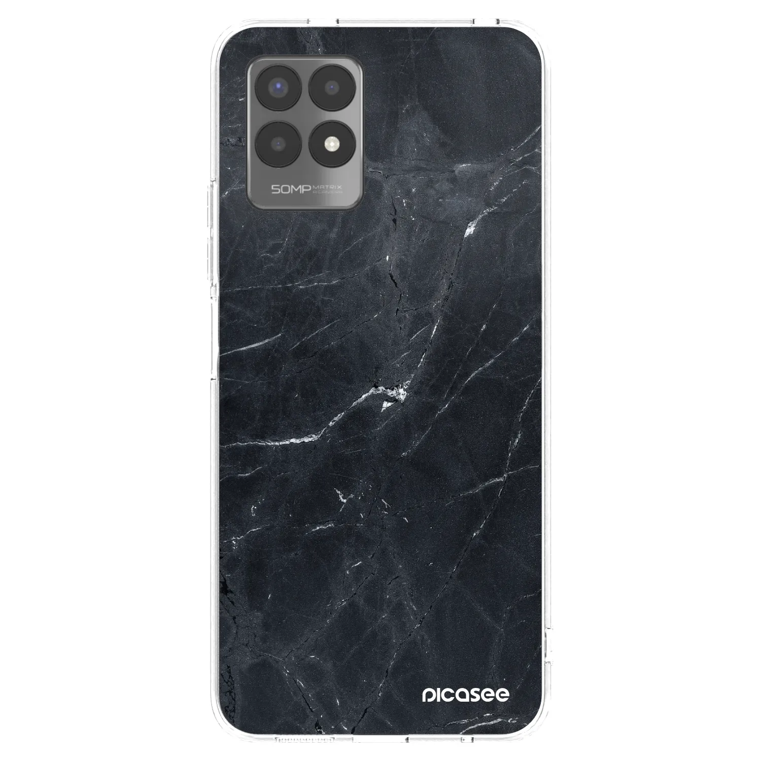 Picasee silikónový prehľadný obal pre Realme 8i - Black marble
