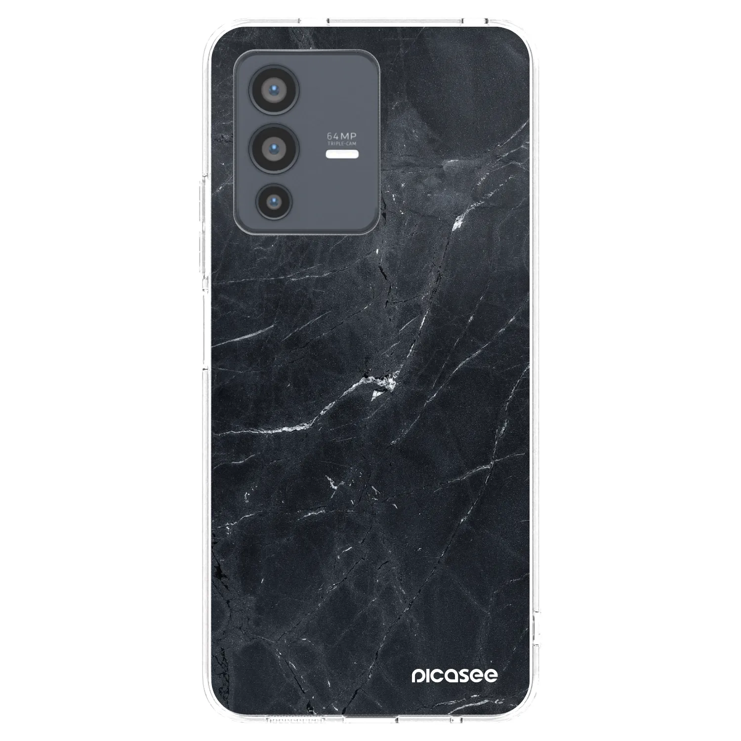 Picasee silikónový prehľadný obal pre Vivo V23 5G - Black marble