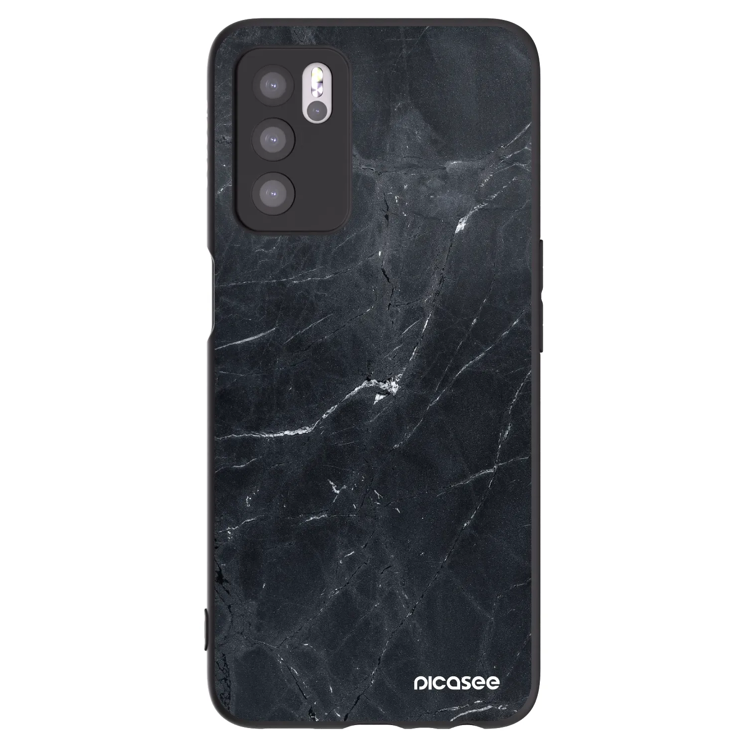 Picasee silikónový čierny obal pre OPPO A16s - Black marble