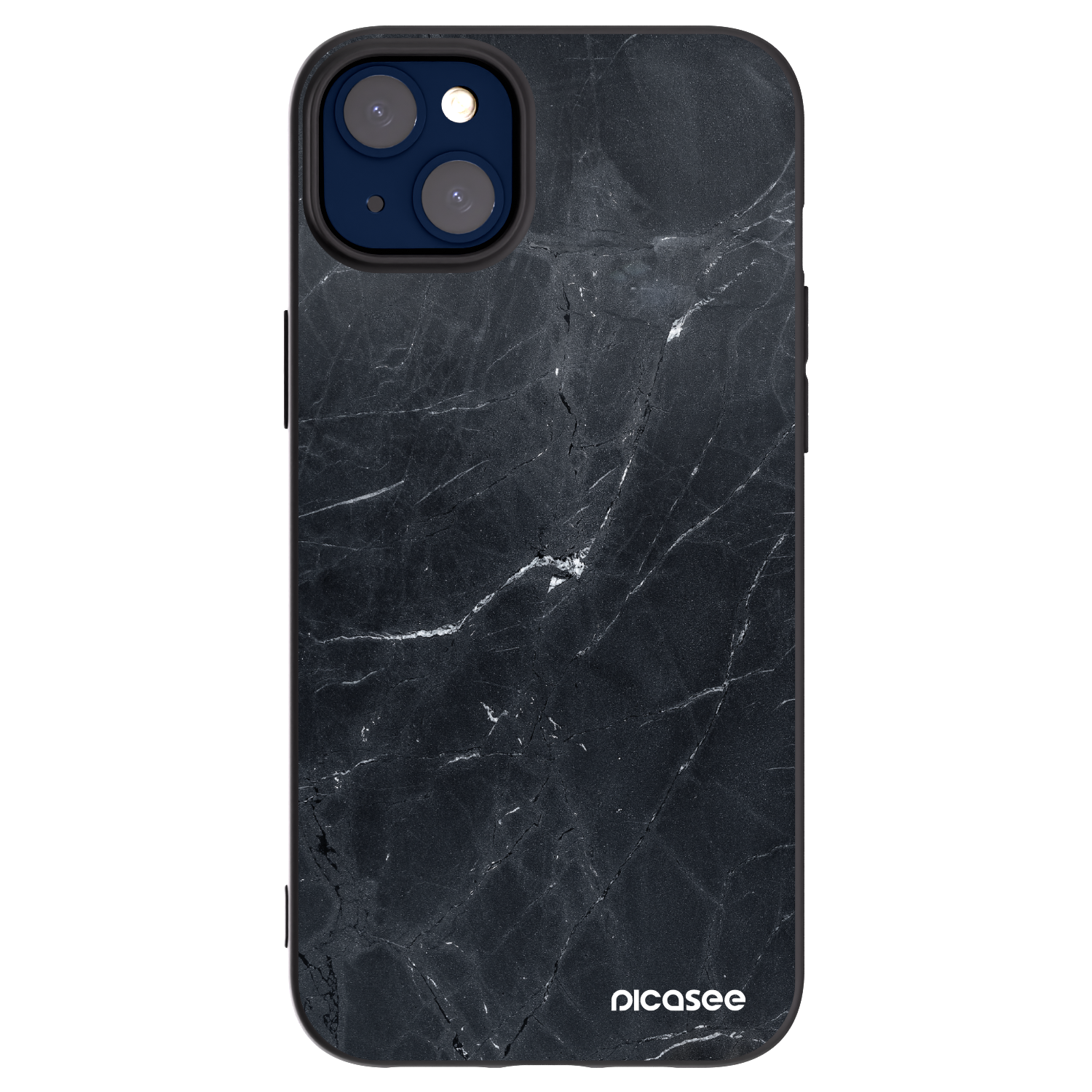 Silikónový čierny obal pre Apple iPhone 14 Plus - Black marble