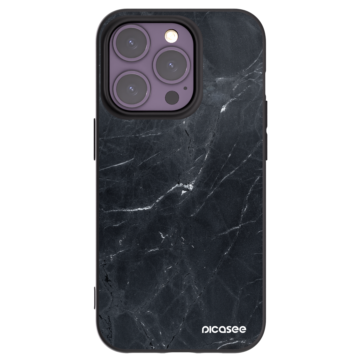 Picasee silikónový čierny obal pre Apple iPhone 14 Pro - Black marble