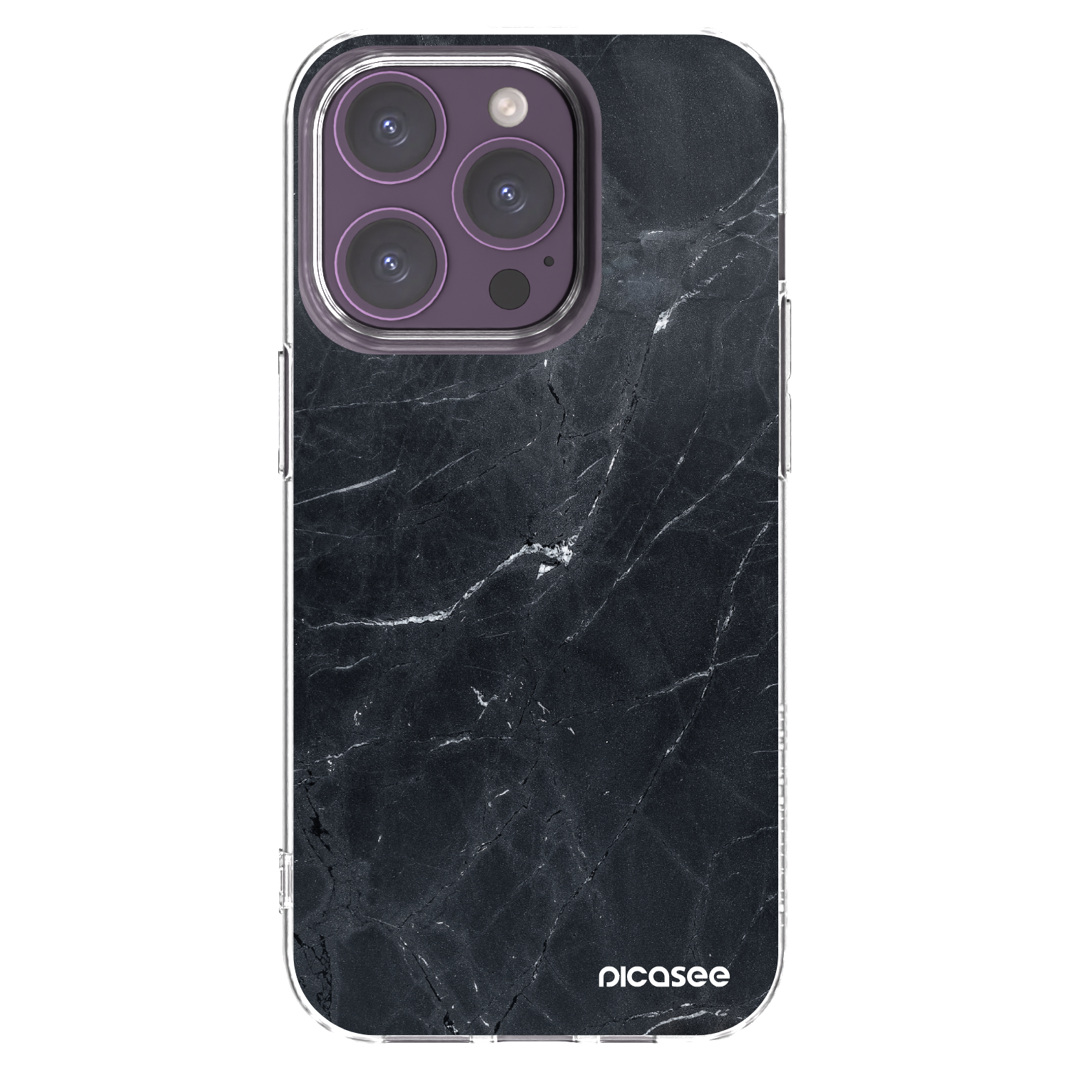 Picasee silikónový prehľadný obal pre Apple iPhone 14 Pro - Black marble