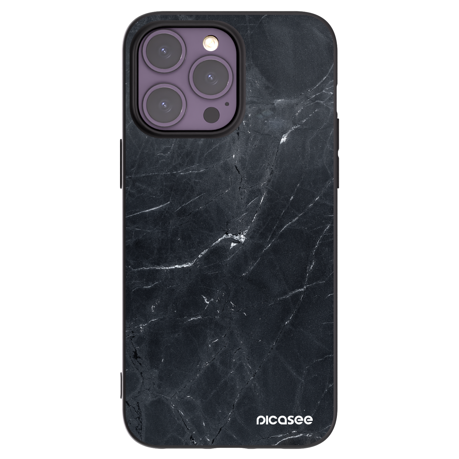 Picasee silikónový čierny obal pre Apple iPhone 14 Pro Max - Black marble