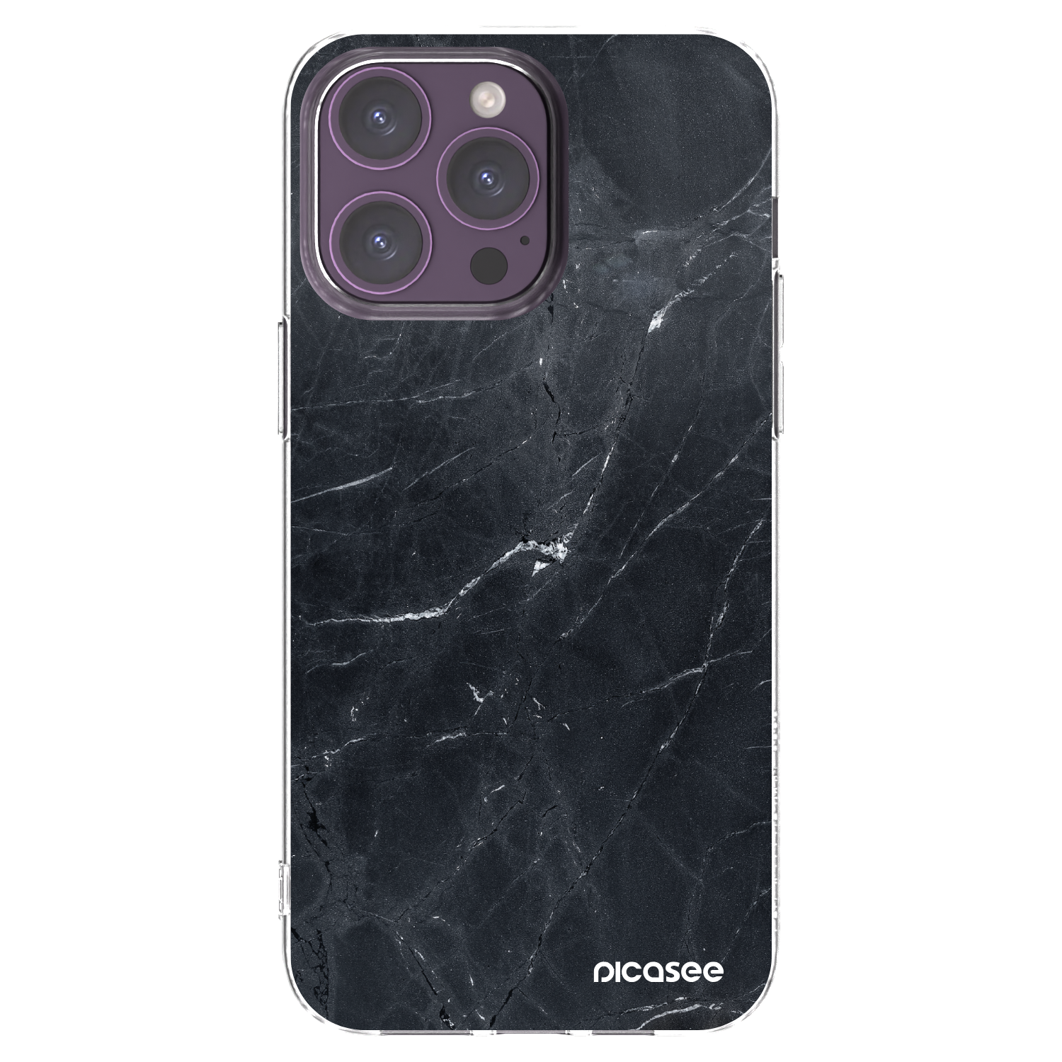 Picasee silikónový prehľadný obal pre Apple iPhone 14 Pro Max - Black marble