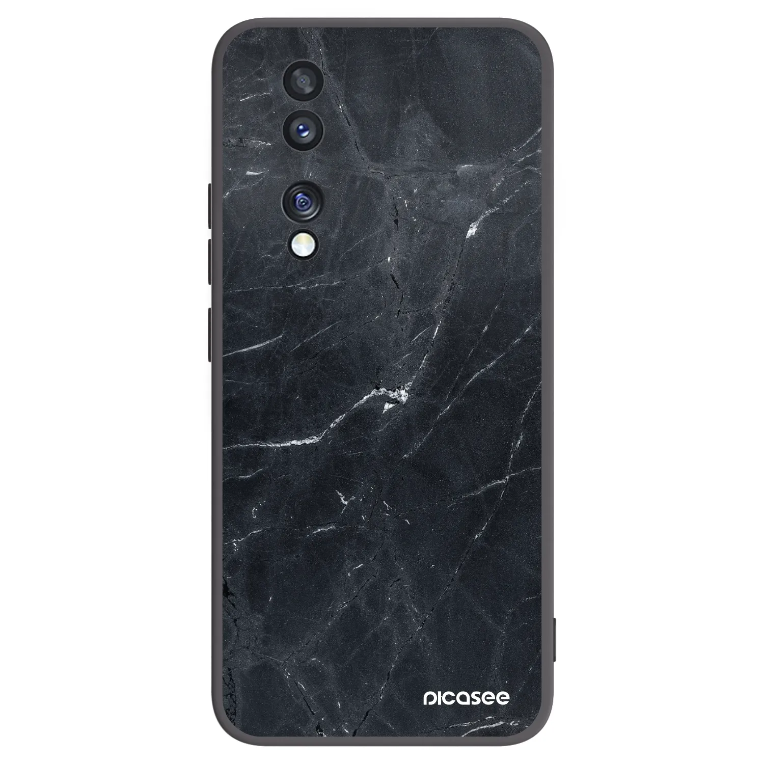 Picasee silikónový čierny obal pre Honor 70 - Black marble