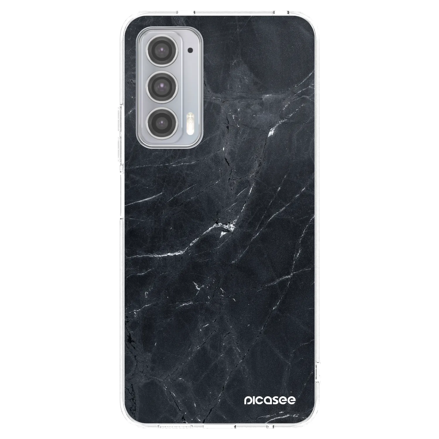 Picasee silikónový prehľadný obal pre Motorola Edge 20 - Black marble